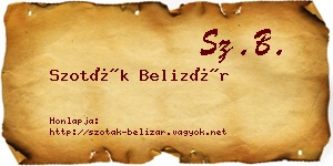 Szoták Belizár névjegykártya